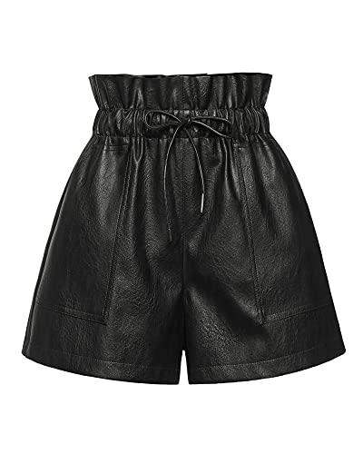 パンツ BOHEMSEO EMBO LEATHER SHORTS, BLACK BOHEMSEO EMBO LEATHER SHORTS BLACK